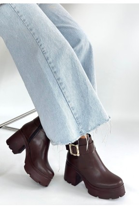 Pinma Kahverengi Cilt Topuklu Bot Pinma Kahverengi Cilt Topuklu Bot