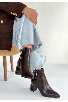 Meça Kahverengi Cilt Topuklu Bot Meça Kahverengi Cilt Topuklu Bot