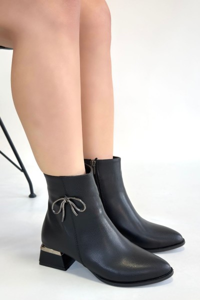 Harly Siyah Cilt Topuklu Bot