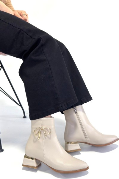 Harly Bej Cilt Topuklu Bot