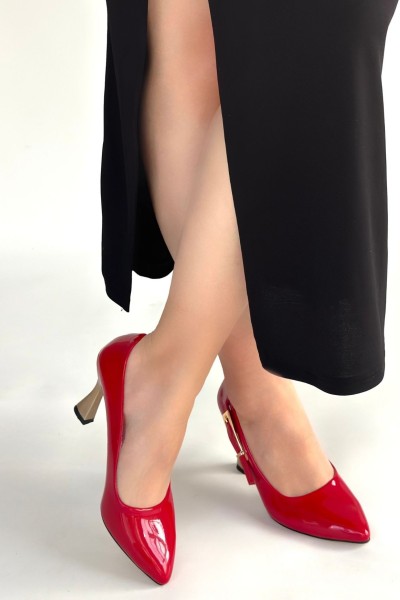 Motya Kırmızı Rugan Topuklu Ayakkabı