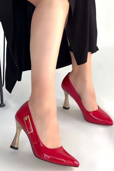 Motya Kırmızı Rugan Topuklu Ayakkabı