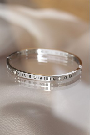 316l çelik Roma Rakamlı Silver Renk Bilezik Kelepçe 316l çelik Roma Rakamlı Silver Renk Bilezik Kelepçe