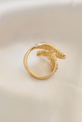 Ayarlamalı Gold Renk Metal Zirkon Taşlı Kanat Yüzük Ayarlamalı Gold Renk Metal Zirkon Taşlı Kanat Yüzük