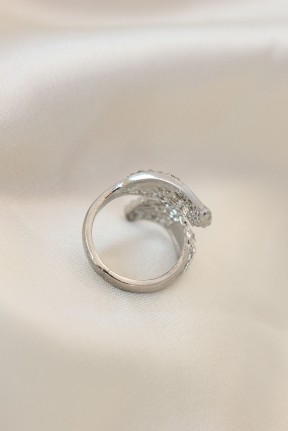 Ayarlamalı Silver Renk Metal Zirkon Taşlı Kanat Yüzük Ayarlamalı Silver Renk Metal Zirkon Taşlı Kanat Yüzük