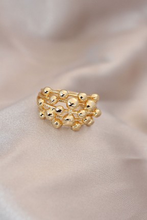 Ayarlamalı Gold Renk Metal Bombeli Boluncuk Model Yüzük Ayarlamalı Gold Renk Metal Bombeli Boluncuk Model Yüzük