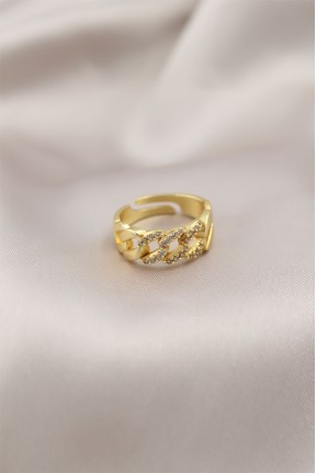 Gold Renk Metal Zincir Model Taşlı Kadın Yüzük Gold Renk Metal Zincir Model Taşlı Kadın Yüzük