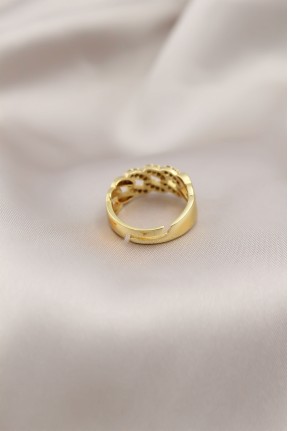 Gold Renk Metal Zincir Model Taşlı Kadın Yüzük Gold Renk Metal Zincir Model Taşlı Kadın Yüzük