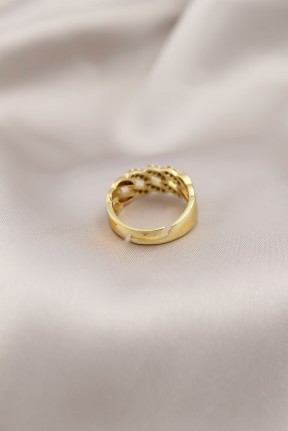 Gold Renk Metal Zincir Model Taşlı Kadın Yüzük Gold Renk Metal Zincir Model Taşlı Kadın Yüzük