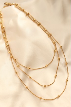 çelik Altın Renkli Topçuk Tasarımlı çoklu Kolye çelik Altın Renkli Topçuk Tasarımlı çoklu Kolye