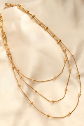 çelik Altın Renkli Topçuk Tasarımlı çoklu Kolye çelik Altın Renkli Topçuk Tasarımlı çoklu Kolye