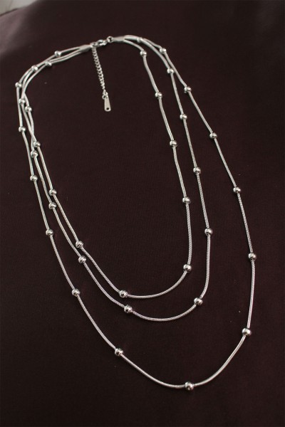 316l çelik Gümüş Renk Minimal Topçuk Model çoklu Kolye 316l çelik Gümüş Renk Minimal Topçuk Model çoklu Kolye