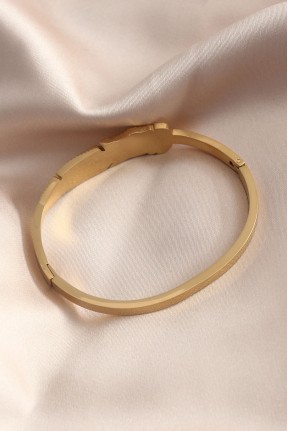 Gold Renk Yaprak Model Zirkon Taş Detay Kelepçe Kadın Bileklik Gold Renk Yaprak Model Zirkon Taş Detay Kelepçe Kadın Bileklik