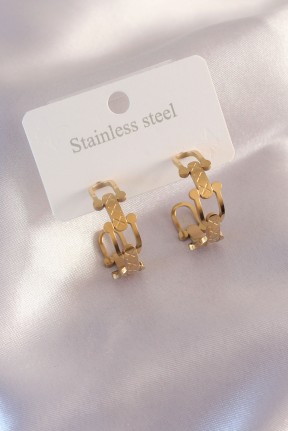 çelik Gold Renk Tifanny Zincir Model Kadın Küpe çelik Gold Renk Tifanny Zincir Model Kadın Küpe