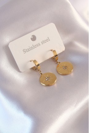 çelik Gold Renk Kutup Yıldızı İşleme Zirkon Taşlı Kadın Küpe çelik Gold Renk Kutup Yıldızı İşleme Zirkon Taşlı Kadın Küpe