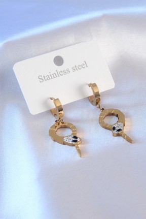 316l çelik Gold Renk Yılan Model Zirkon Taşlı Kadın Küpe 316l çelik Gold Renk Yılan Model Zirkon Taşlı Kadın Küpe