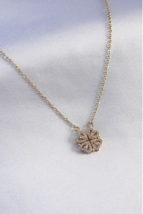 316l çelik Gold Renk Açılır Zirkon Taşlı Yonca Model Kadın Kolye 316l çelik Gold Renk Açılır Zirkon Taşlı Yonca Model Kadın Kolye