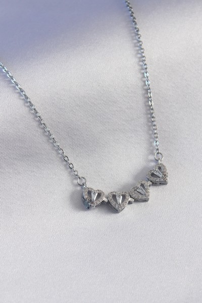 316l çelik Gümüş Renk Açılır Yonca Model Kadın Kolye