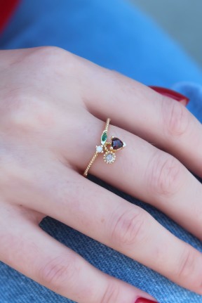 Gold Renk Kiraz Model Zirkon Taşlı Kadın Yüzük Gold Renk Kiraz Model Zirkon Taşlı Kadın Yüzük