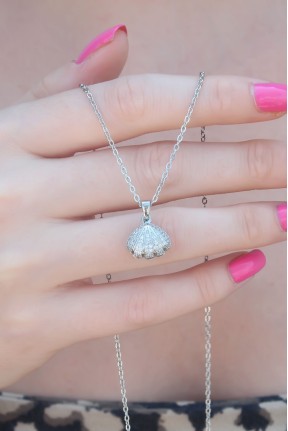 316l çelik Gümüş Renk Açılır Midye Model Kadın Kolye