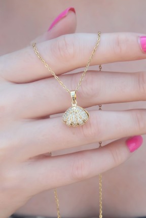 316l çelik Gold Renk Açılır Midye Model Kadın Kolye