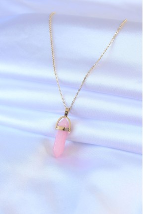 316l çelik Gold Renk Kristal Pembe Taş Model Kadın Kolye 316l çelik Gold Renk Kristal Pembe Taş Model Kadın Kolye