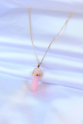 316l çelik Gold Renk Kristal Pembe Taş Model Kadın Kolye 316l çelik Gold Renk Kristal Pembe Taş Model Kadın Kolye
