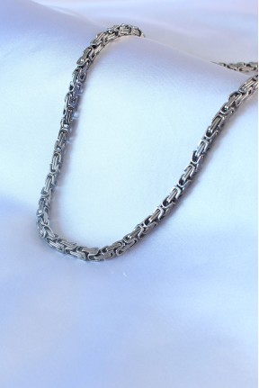 316l çelik Gümüş Renk Kral Zincir Model Erkek Kolye