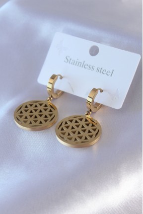316l çelik Gold Renk Lotus Model Kadın Küpe 316l çelik Gold Renk Lotus Model Kadın Küpe