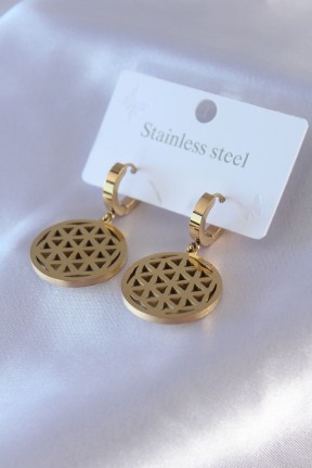 316l çelik Gold Renk Lotus Model Kadın Küpe 316l çelik Gold Renk Lotus Model Kadın Küpe