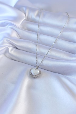 316l çelik Gümüş Renk İncili Kalp Model Zirkon Taşlı Kadın Kolye 316l çelik Gümüş Renk İncili Kalp Model Zirkon Taşlı Kadın Kolye