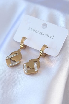 316l çelik Gold Renk Zirkon Taşlı Kadın Küpe 316l çelik Gold Renk Zirkon Taşlı Kadın Küpe