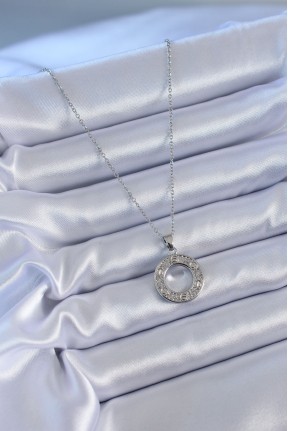 316l çelik Gümüş Renk Zirkon Taşlı Model Kadın Kolye