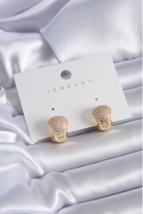 Gold Renk Zirkon Taşlı Pirinç Kadın Küpe Gold Renk Zirkon Taşlı Pirinç Kadın Küpe