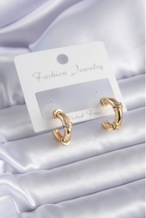Gold Renk Zirkon Taş Detay Halka Model Pirinç Kadın Küpe Gold Renk Zirkon Taş Detay Halka Model Pirinç Kadın Küpe