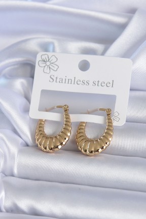 316l çelik Gold Renk İşlemeli Halka Model Kadın Küpe 316l çelik Gold Renk İşlemeli Halka Model Kadın Küpe