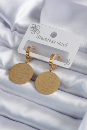 316l çelik Gold Renk Pentagram İşleme Model Kadın Küpe 316l çelik Gold Renk Pentagram İşleme Model Kadın Küpe