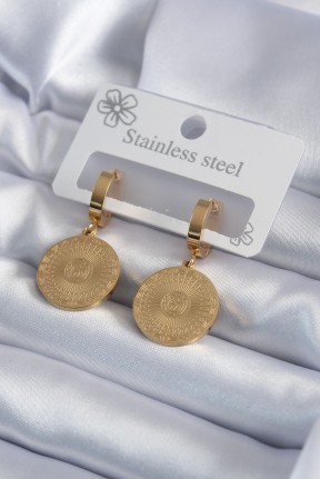 316l çelik Gold Renk İşleme Detay Kadın Küpe 316l çelik Gold Renk İşleme Detay Kadın Küpe