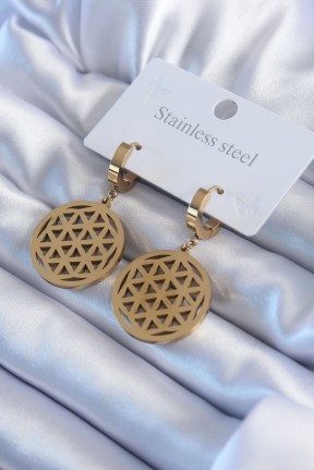 316l çelik Gold Renk Lotus Model Kadın Küpe 316l çelik Gold Renk Lotus Model Kadın Küpe