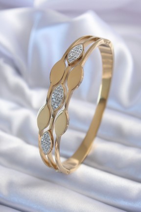 316l çelik Gold Renk Arpa Model Zirkon Taş Detay Kadın Kelepçe Bileklik 316l çelik Gold Renk Arpa Model Zirkon Taş Detay Kadın Kelepçe Bileklik