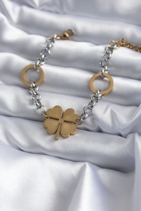 316l çelik Mix Renk Zincir Model Yonca Figür Kadın Bileklik 316l çelik Mix Renk Zincir Model Yonca Figür Kadın Bileklik