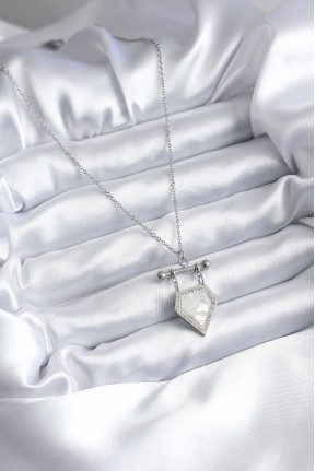 316l çelik Gümüş Renk Zirkon Taş Detay Kadın Kolye 316l çelik Gümüş Renk Zirkon Taş Detay Kadın Kolye