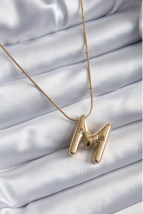 316l çelik Gold Renk Bubble "m" Harf Model Kadın Kolye 316l çelik Gold Renk Bubble "m" Harf Model Kadın Kolye