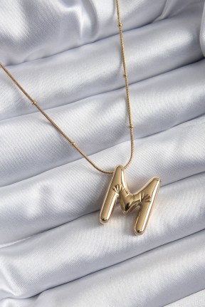 316l çelik Gold Renk Bubble "m" Harf Model Kadın Kolye 316l çelik Gold Renk Bubble "m" Harf Model Kadın Kolye