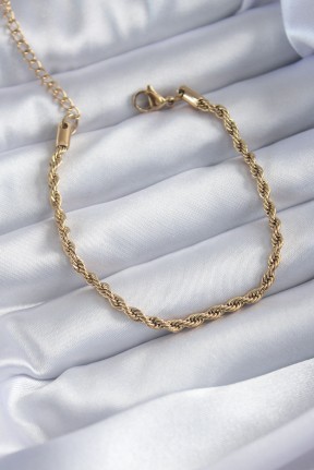 316l çelik Gold Renk Burgu Zincir Model Kadın Bileklik 316l çelik Gold Renk Burgu Zincir Model Kadın Bileklik