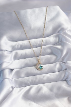 316l çelik Gold Renk Zincir Zirkon Taş Detay Hilal Yıldızı Figür Kadın Kolye 316l çelik Gold Renk Zincir Zirkon Taş Detay Hilal Yıldızı Figür Kadın Kolye