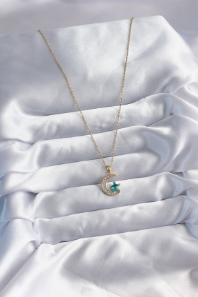 316l çelik Gold Renk Zincir Zirkon Taş Detay Hilal Yıldızı Figür Kadın Kolye 316l çelik Gold Renk Zincir Zirkon Taş Detay Hilal Yıldızı Figür Kadın Kolye