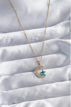 316l çelik Gold Renk Zincir Zirkon Taş Detay Hilal Yıldızı Figür Kadın Kolye 316l çelik Gold Renk Zincir Zirkon Taş Detay Hilal Yıldızı Figür Kadın Kolye