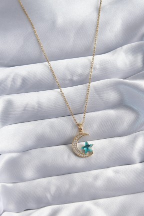 316l çelik Gold Renk Zincir Zirkon Taş Detay Hilal Yıldızı Figür Kadın Kolye 316l çelik Gold Renk Zincir Zirkon Taş Detay Hilal Yıldızı Figür Kadın Kolye