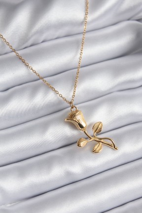 316l çelik Gold Renk Gül Model Kadın Kolye 316l çelik Gold Renk Gül Model Kadın Kolye